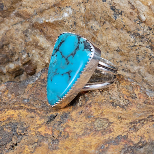Kingman Turquoise Cabochon Ring by David Rosales