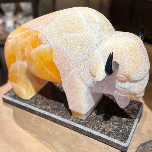 TATANKA II -- Bison Stone Sculpture By Larry Yazzie