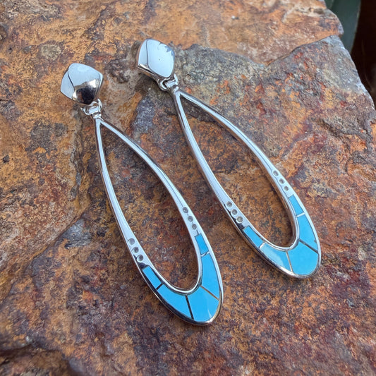 David Rosales Arizona Blue Inlaid Sterling Silver Earrings