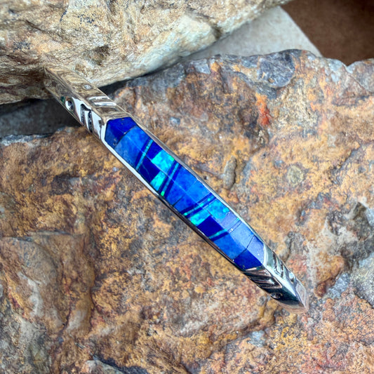 David Rosales Blue Sky Inlaid Sterling Silver Bracelet