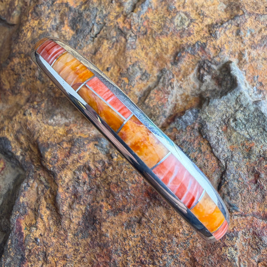 David Rosales Desert Fire Inlaid Sterling Silver Bracelet