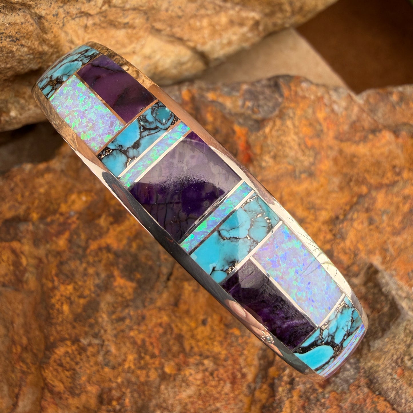 David Rosales Shalako Inlaid Sterling Silver Bracelet