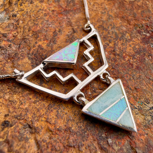 David Rosales Amazing Light Inlaid Sterling Silver Necklace