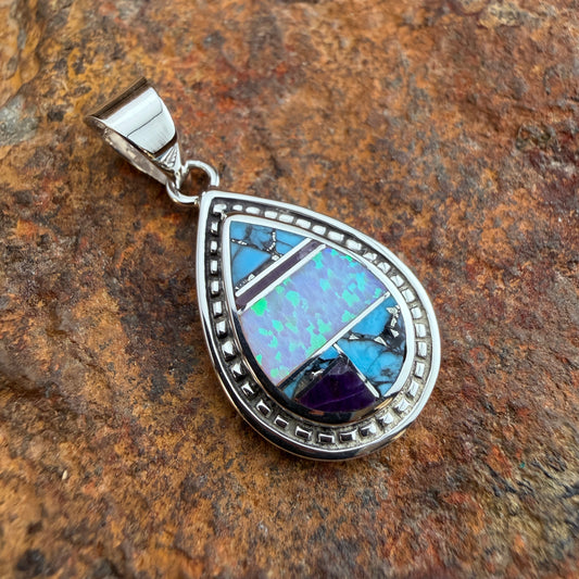 David Rosales Shalako Inlaid Sterling Silver Pendant