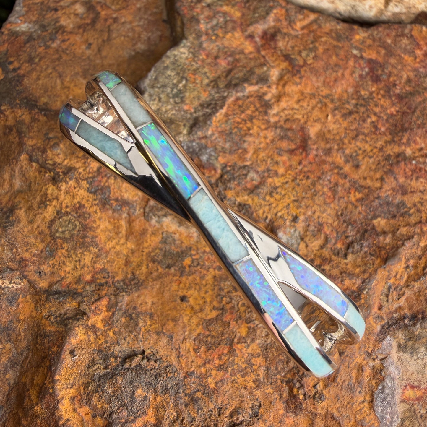 David Rosales Amazing Light Inlaid Sterling Silver Bracelet