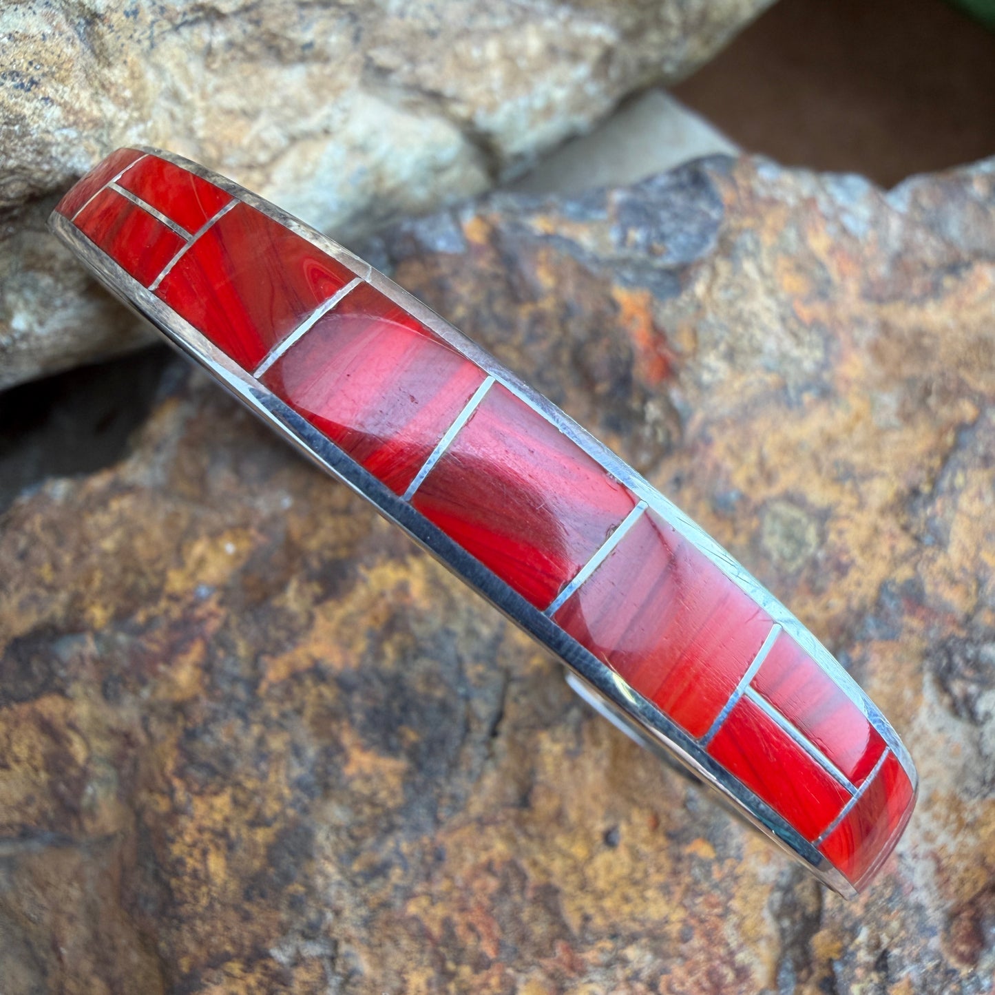 David Rosales Rosarita Inlaid Sterling Silver Bracelet
