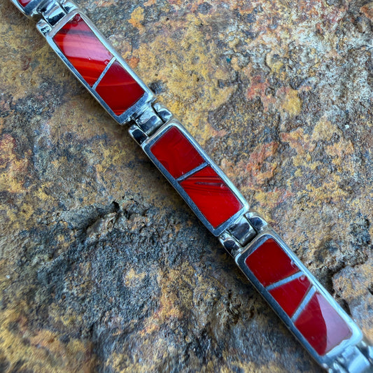 David Rosales Rosarita Inlaid Sterling Silver Link Bracelet