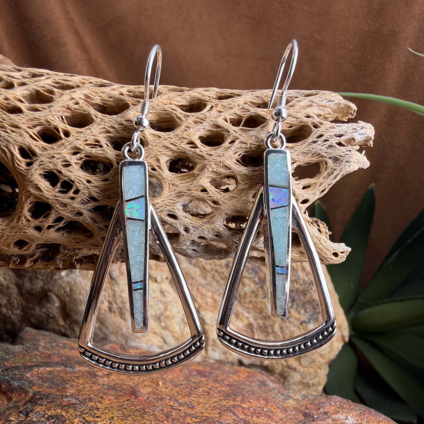 David Rosales Amazing Light Inlaid Sterling Silver Earrings