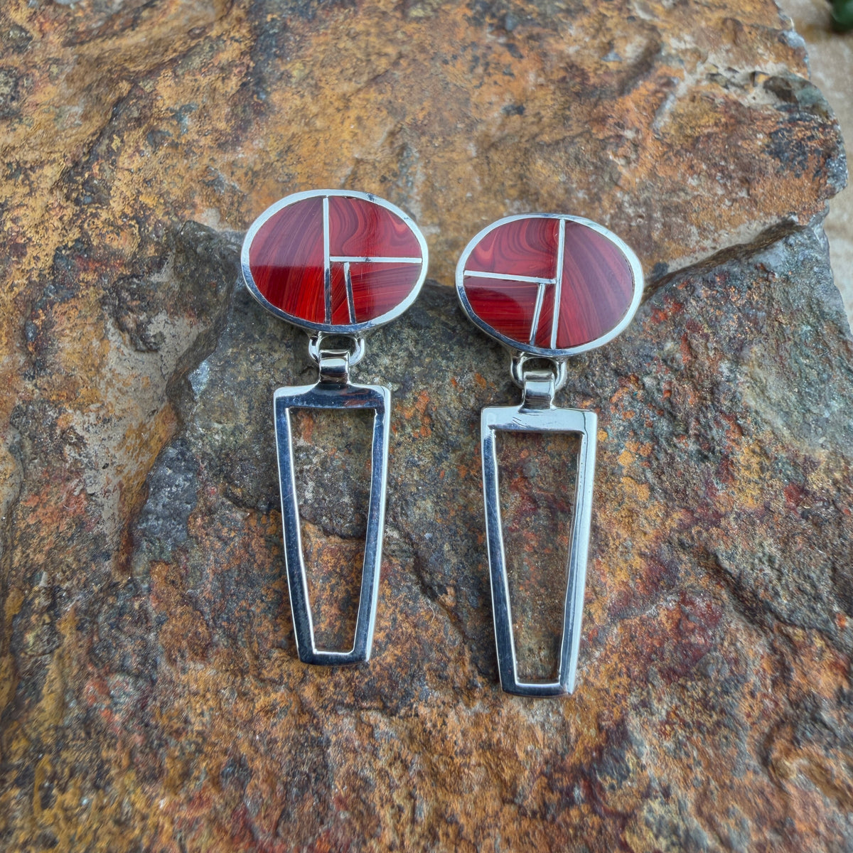 David Rosales Rosarita Inlaid Sterling Silver Earrings