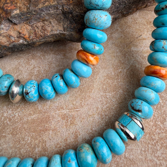 Royston Turquoise & Spiny Oyster Bead Necklace by 'Billy the Kid'