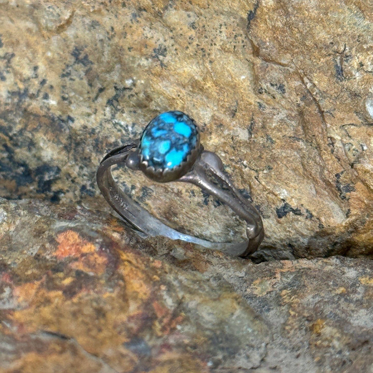 Vintage Turquoise Silver Ring - Estate Jewelry Size 5.5