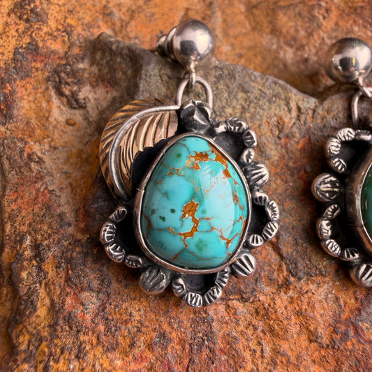 Vintage - 1960's Royston Turquoise Sterling Silver & Gold Earrings – Estate
