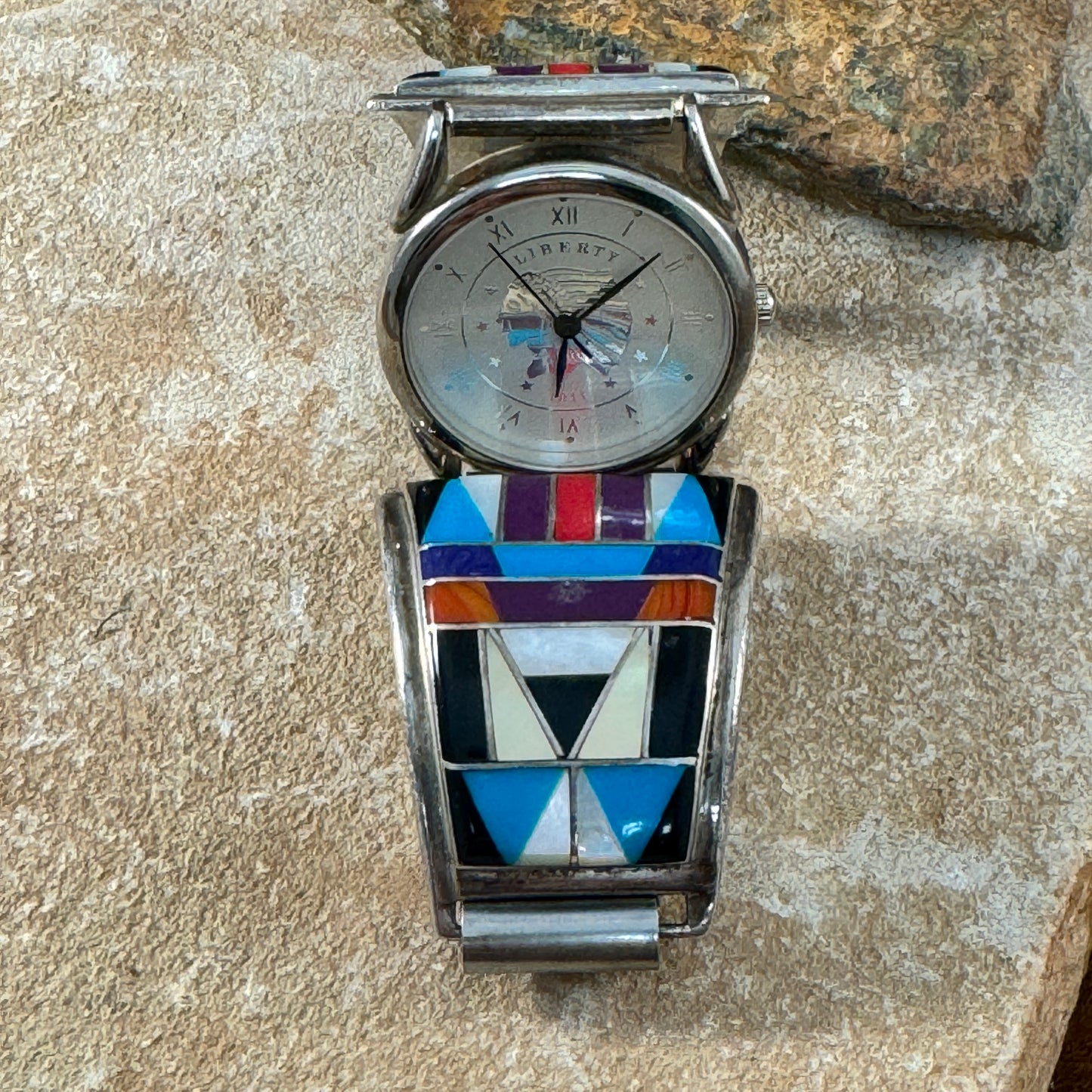 Vintage Estate - Zuni Style Inlaid Watchband