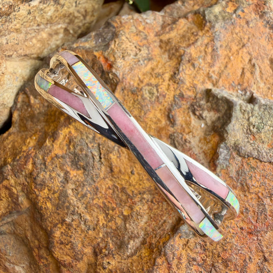 David Rosales Make Me Blush Inlaid Sterling Silver Cuff Bracelet