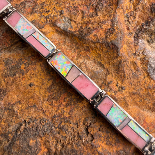 David Rosales Make Me Blush Inlaid Sterling Silver Big Link Bracelet