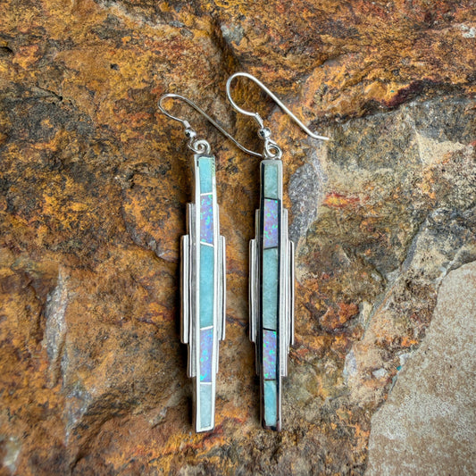 David Rosales Amazing Light Inlaid Sterling Silver Earrings