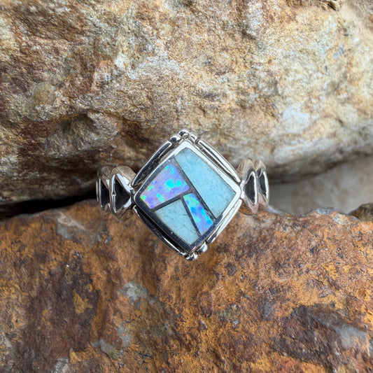 David Rosales Amazing Light Inlaid Sterling Silver Ring