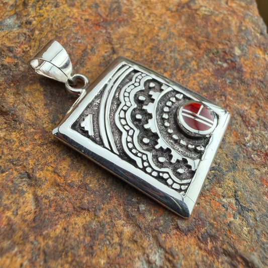 David Rosales Rosarita Inlaid Sterling Silver Pendant