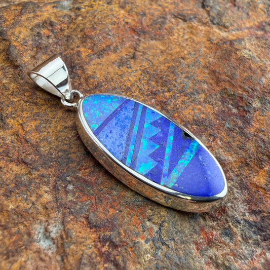 David Rosales Blue Sky Inlaid Sterling Silver Pendant