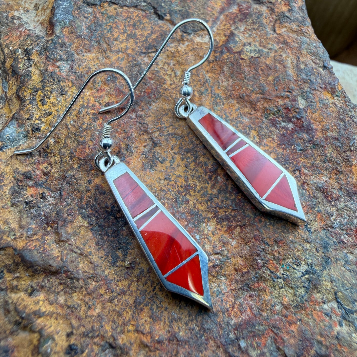 David Rosales Rosarita Inlaid Sterling Silver Earrings