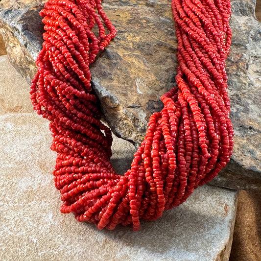 Vintage - 28" Red Coral Multi-Strand Necklace -Estate