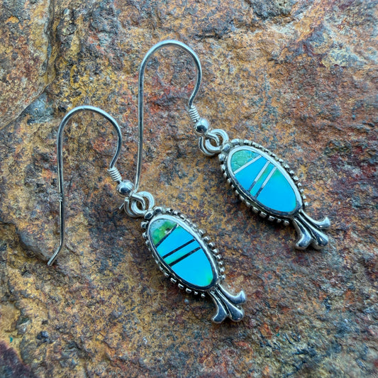 David Rosales Sonoran Gold Dangle Squash Blossom Earrings