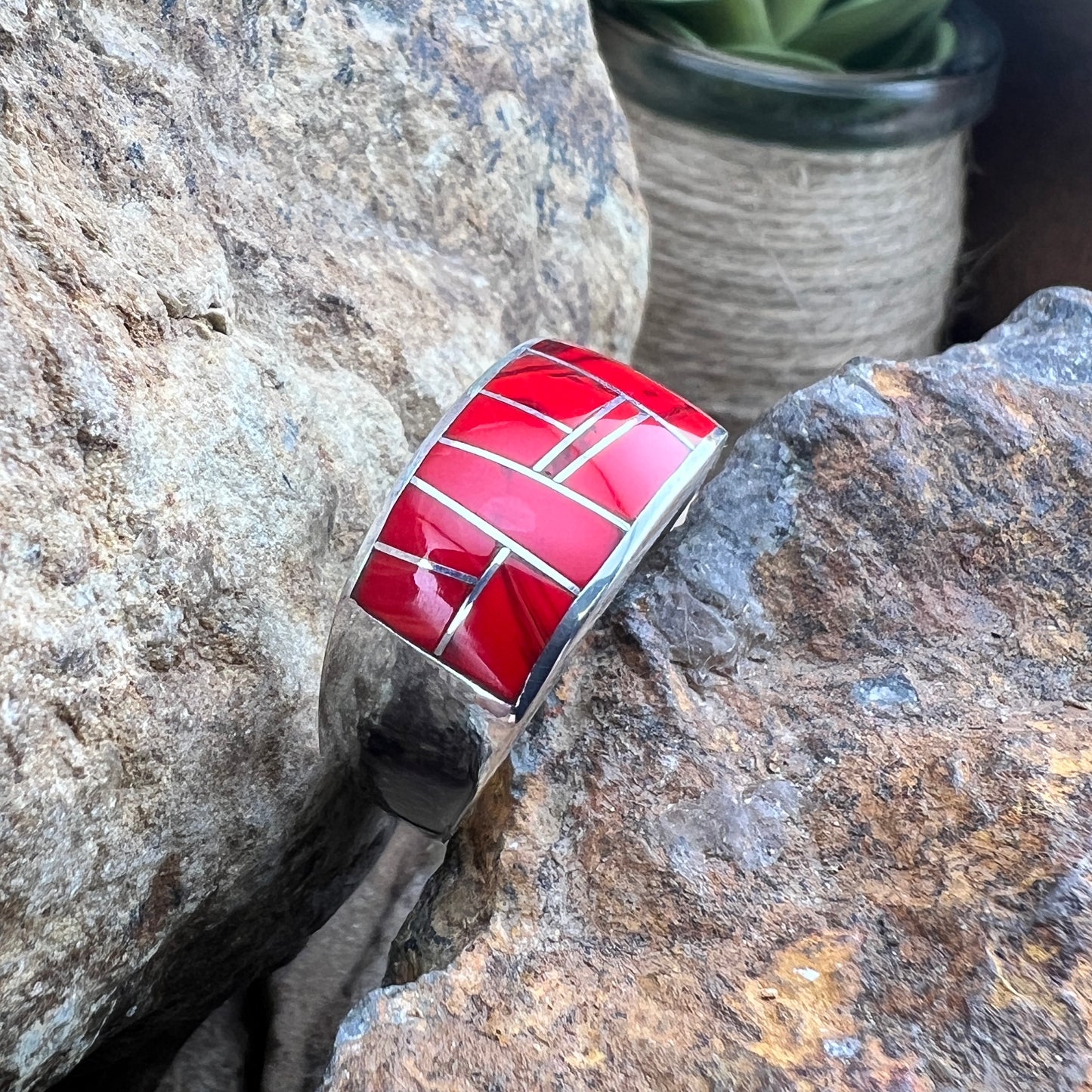 David Rosales Rosarita Inlaid Sterling Silver Ring