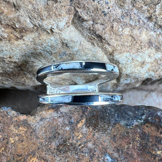 David Rosales White Buffalo Inlaid Sterling Silver Ring