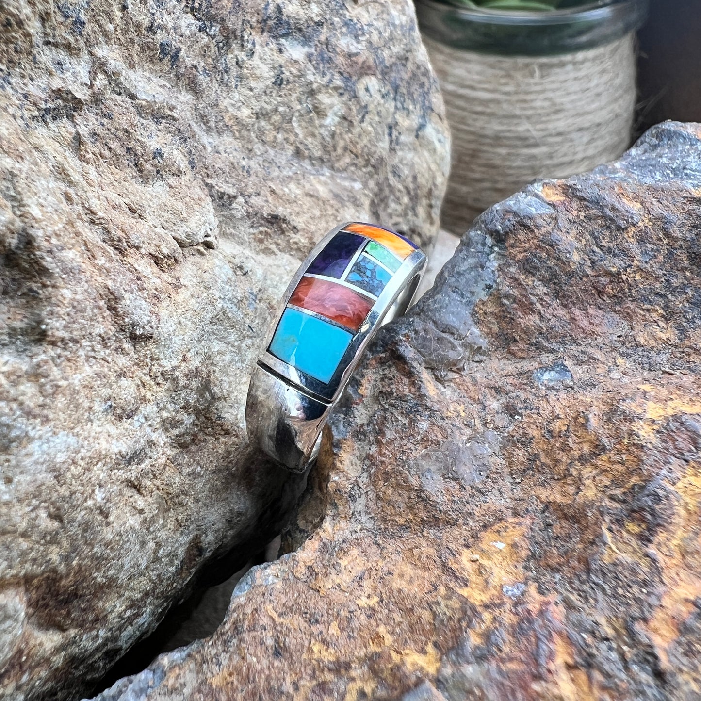 David Rosales Indian Summer Inlaid Sterling Silver Ring