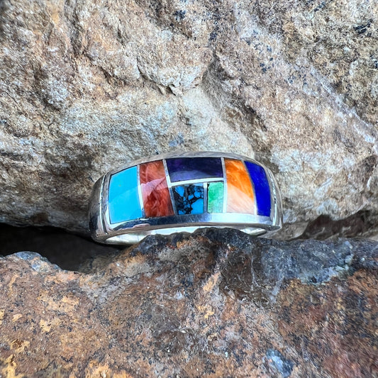 David Rosales Indian Summer Inlaid Sterling Silver Ring
