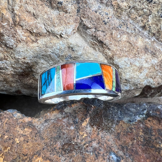 David Rosales Indian Summer Inlaid Sterling Silver Ring