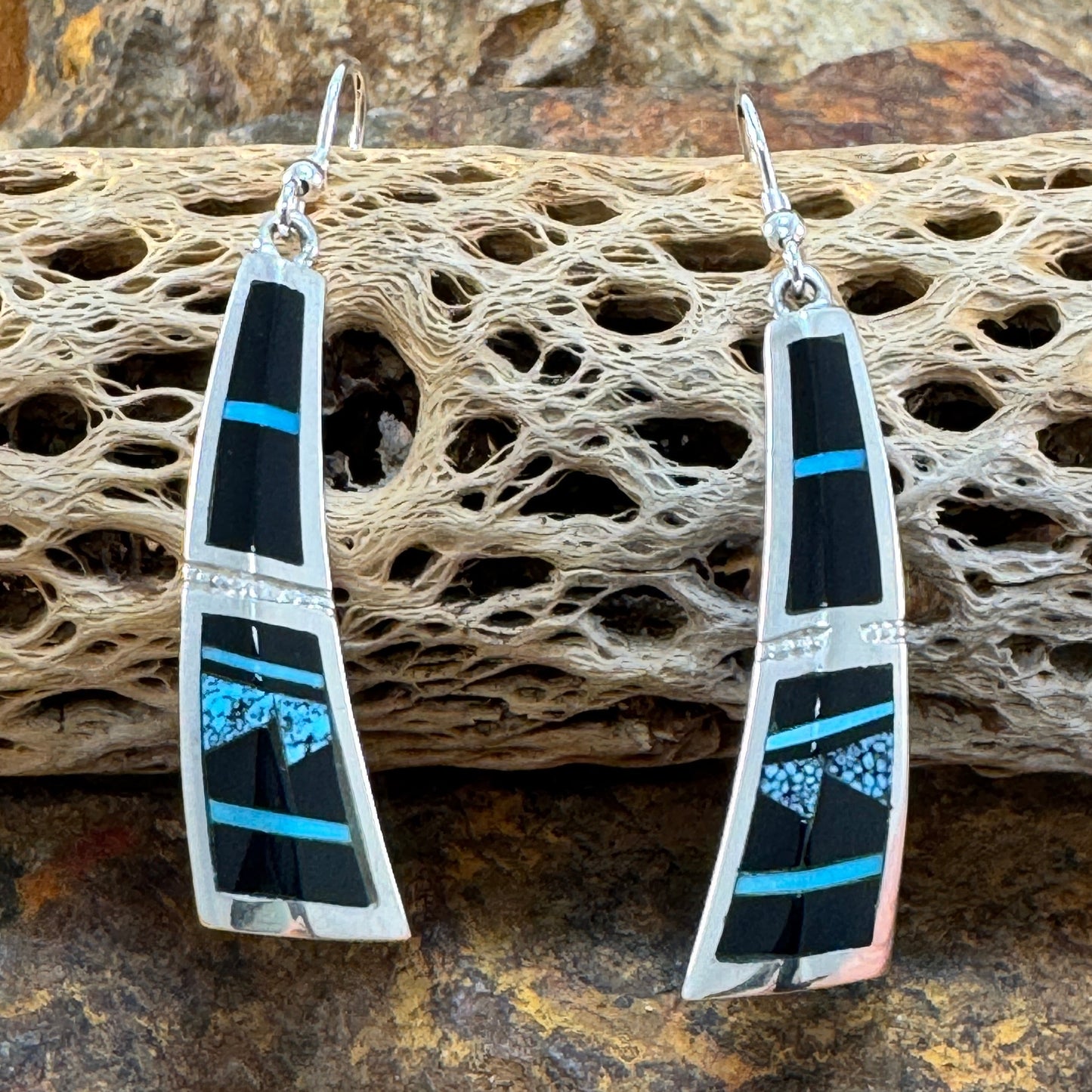 David Rosales Shadow Peak Inlaid Sterling Silver Earrings