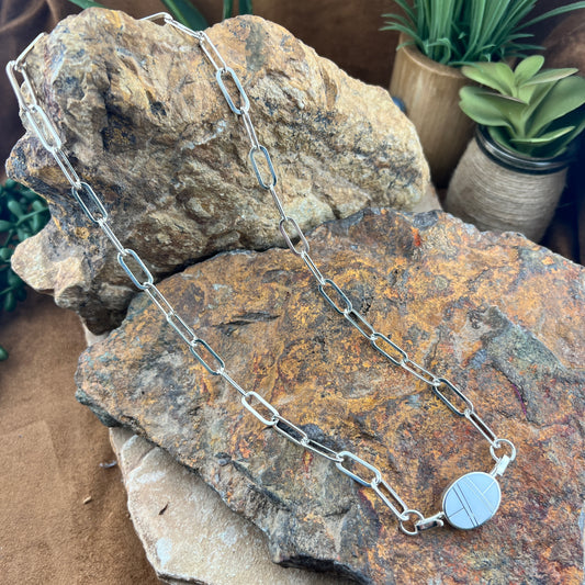 David Rosales Pristine Inlaid Necklace with Sterling Silver Link Chain