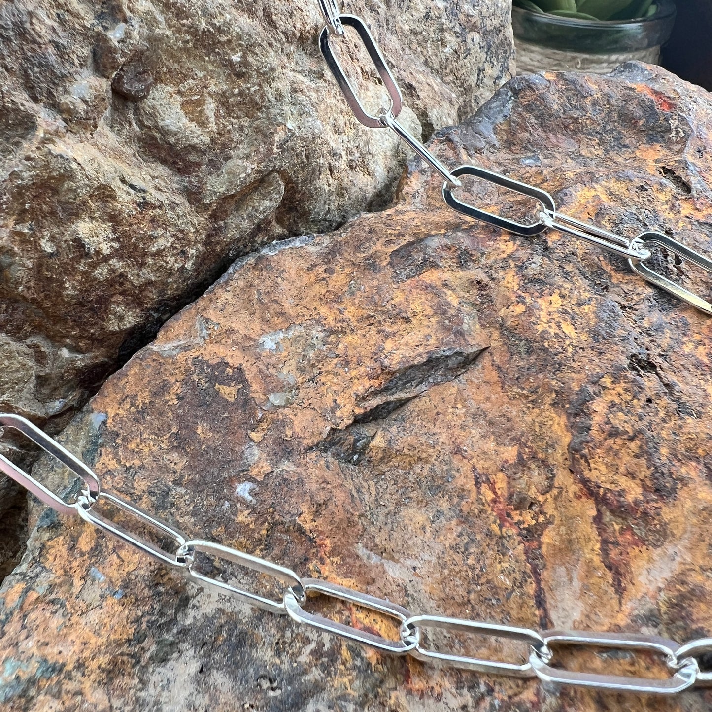 David Rosales Kingman Turquoise Cab Necklace with Sterling Silver Link Chain