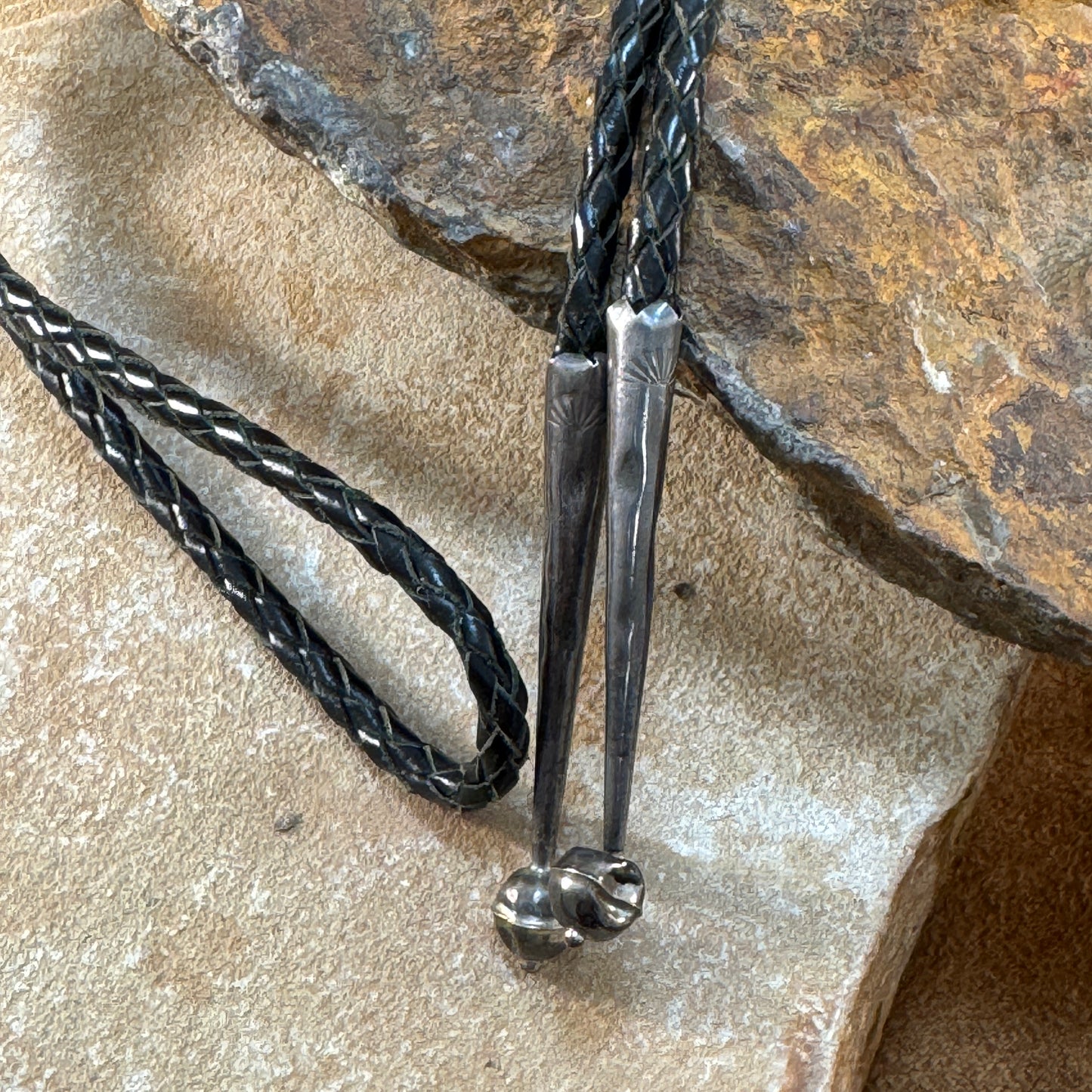 Vintage - Sunburst Design Sterling Bolo - Estate