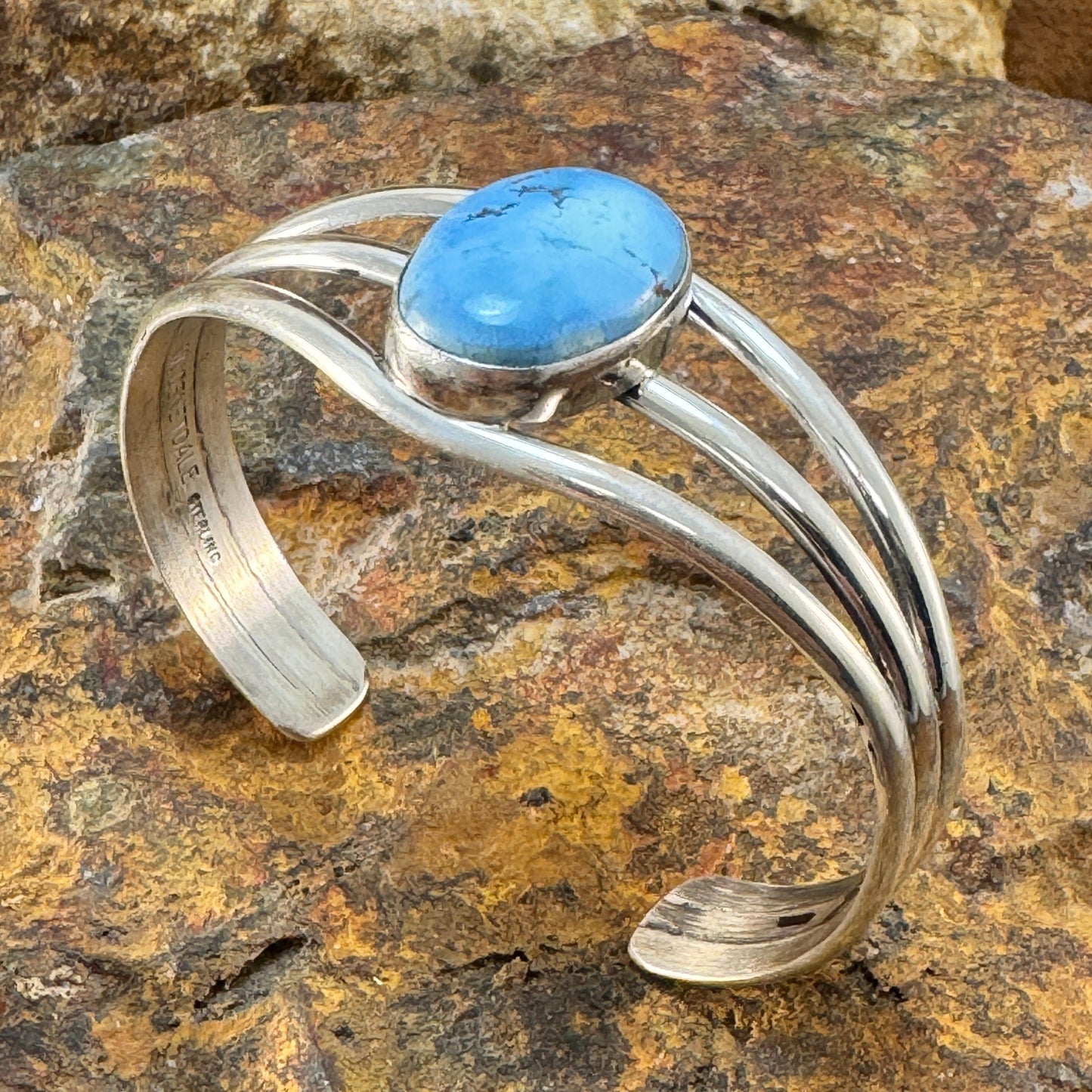 Golden Hill Turquoise Sterling Silver Bracelet by Wil Denetdale