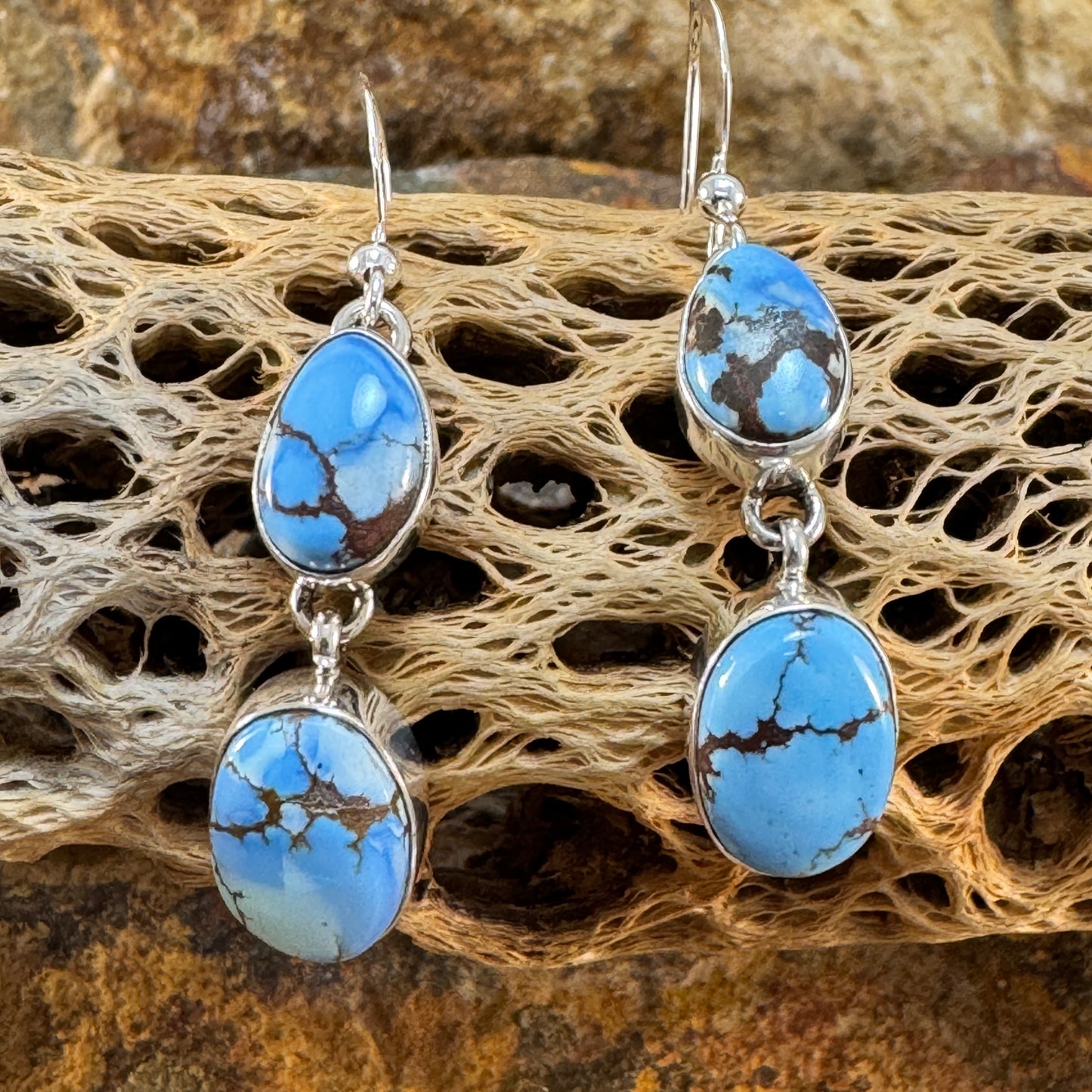 Golden Hill Turquoise Sterling Silver Earrings by Kevin Ramone