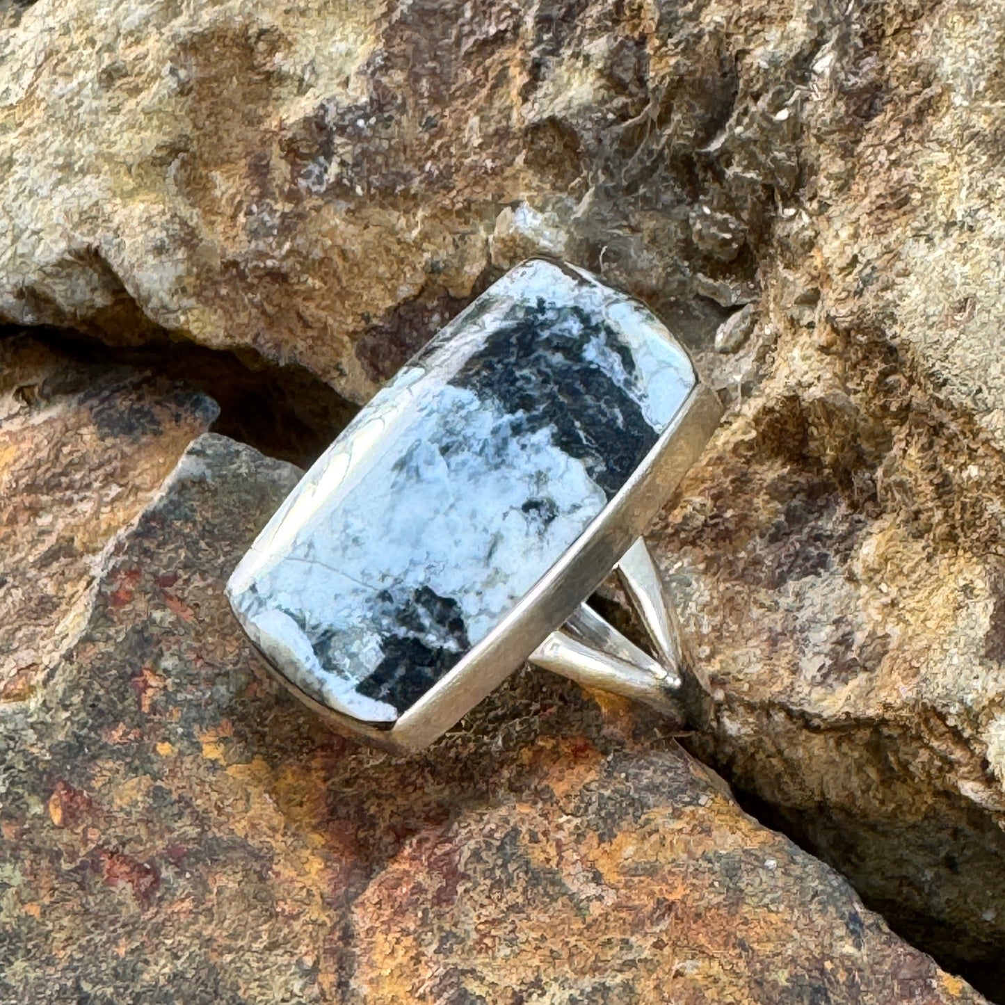 White Buffalo Sterling Silver Ring by Kathy Webster Size 7