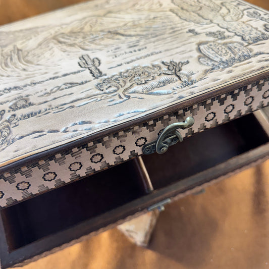 Hand Crafted Leather Jewelry Box 'Arizona Frontier' by Stephen Vaughn Leatherworks