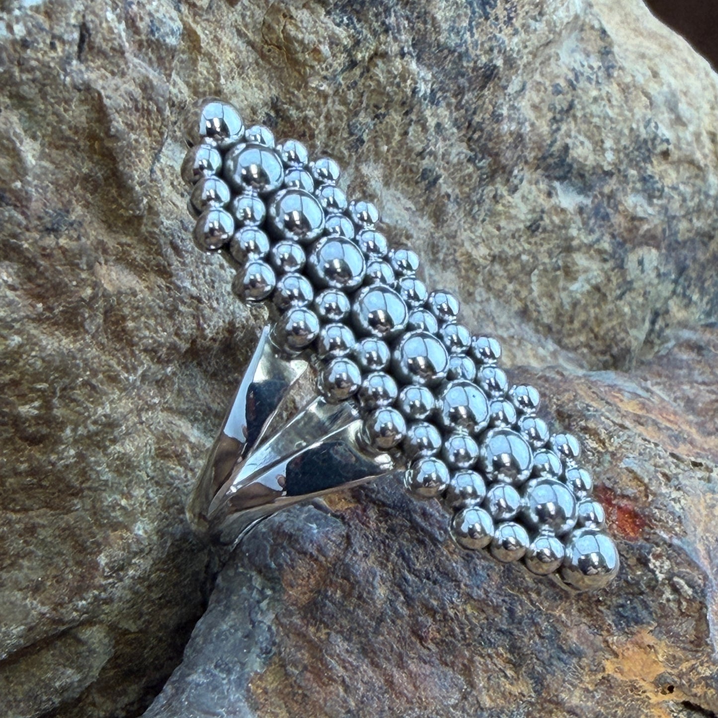 Sterling Silver 7 Row Dot Ring by Artie Yellowhorse