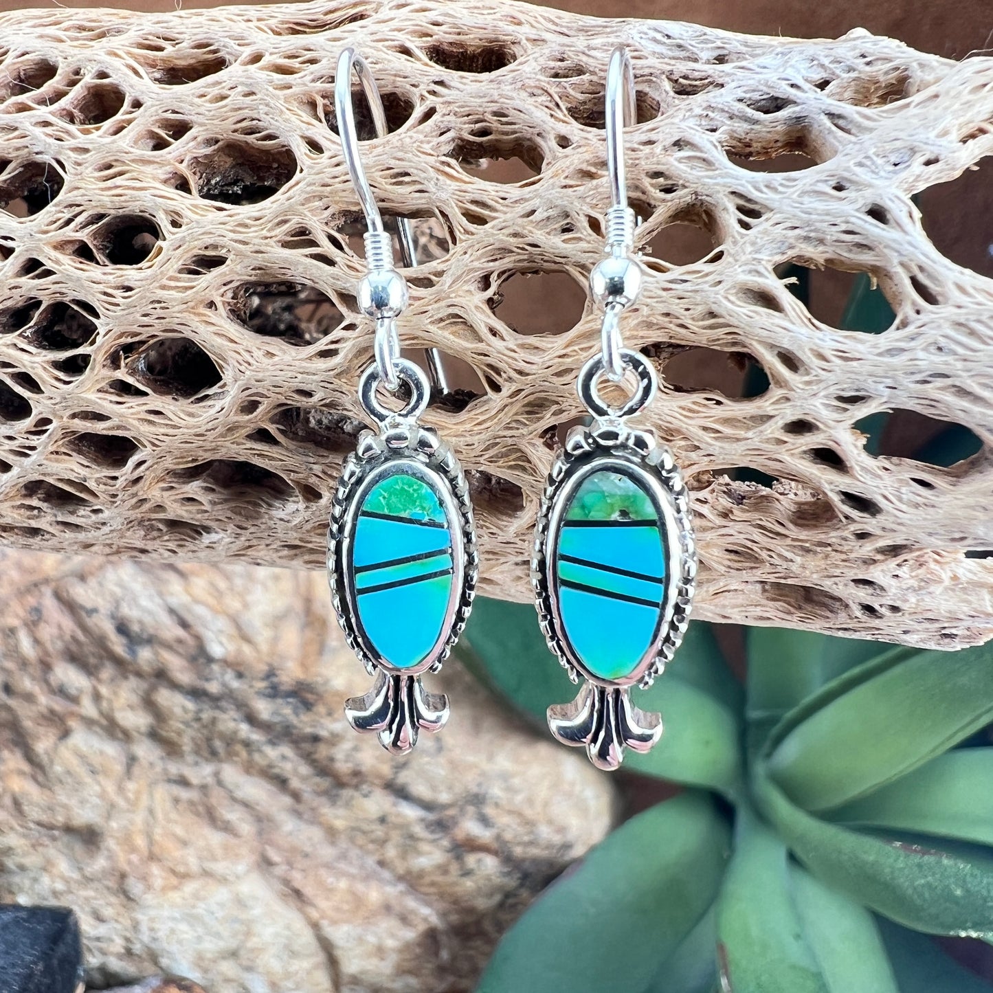 David Rosales Sonoran Gold Inlaid Sterling Silver Squash Blossom Necklace with Matching Earrings