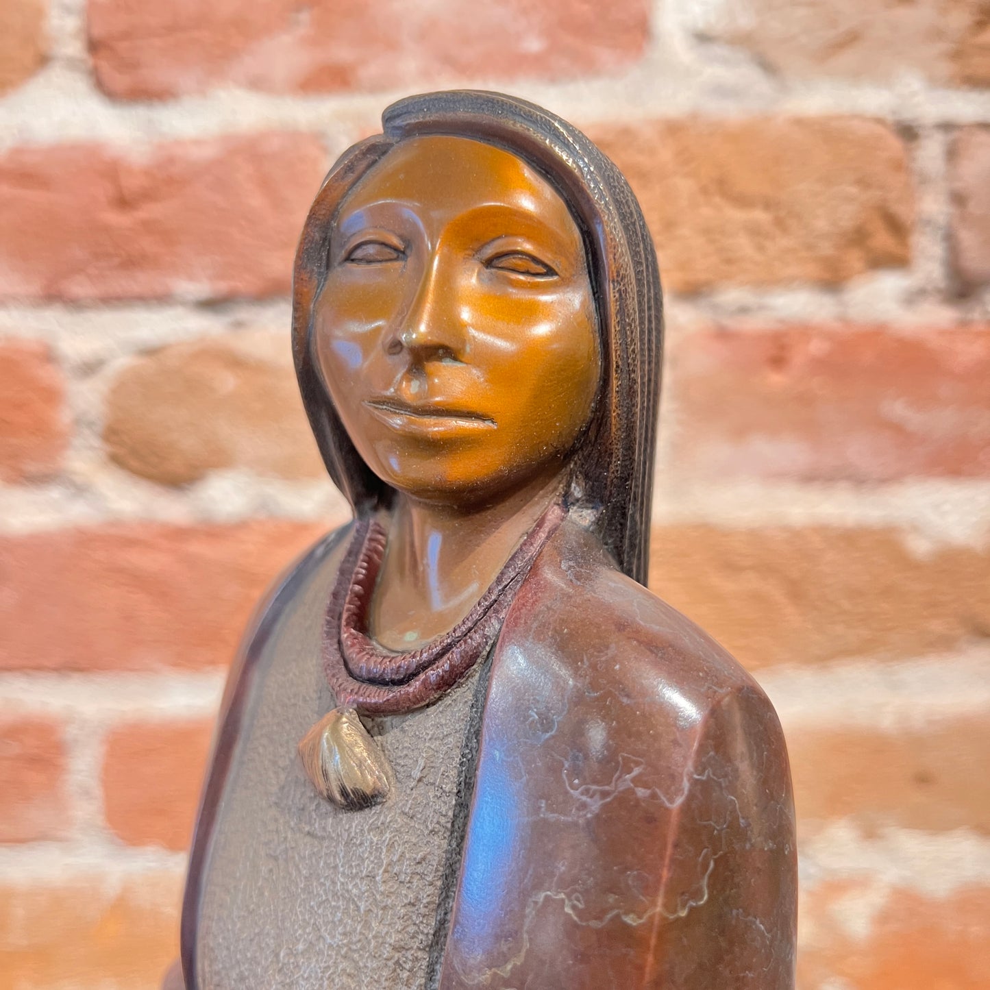 Woman with Bird By Cliff Fragua, Jemez Pueblo, Native American Sculptor