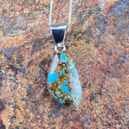 Number 8 Turquoise Sterling Silver Pendant by Cathy Webster