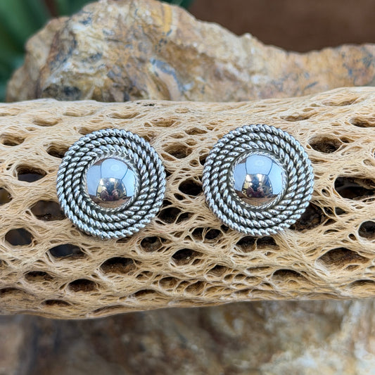 Traditional Sterling Silver Twist Earrings by Artie Yellowhorse