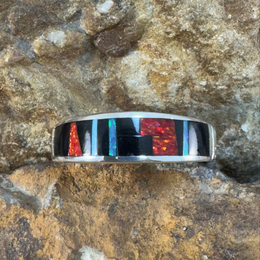 David Rosales Red Moon Inlaid Sterling Silver Ring