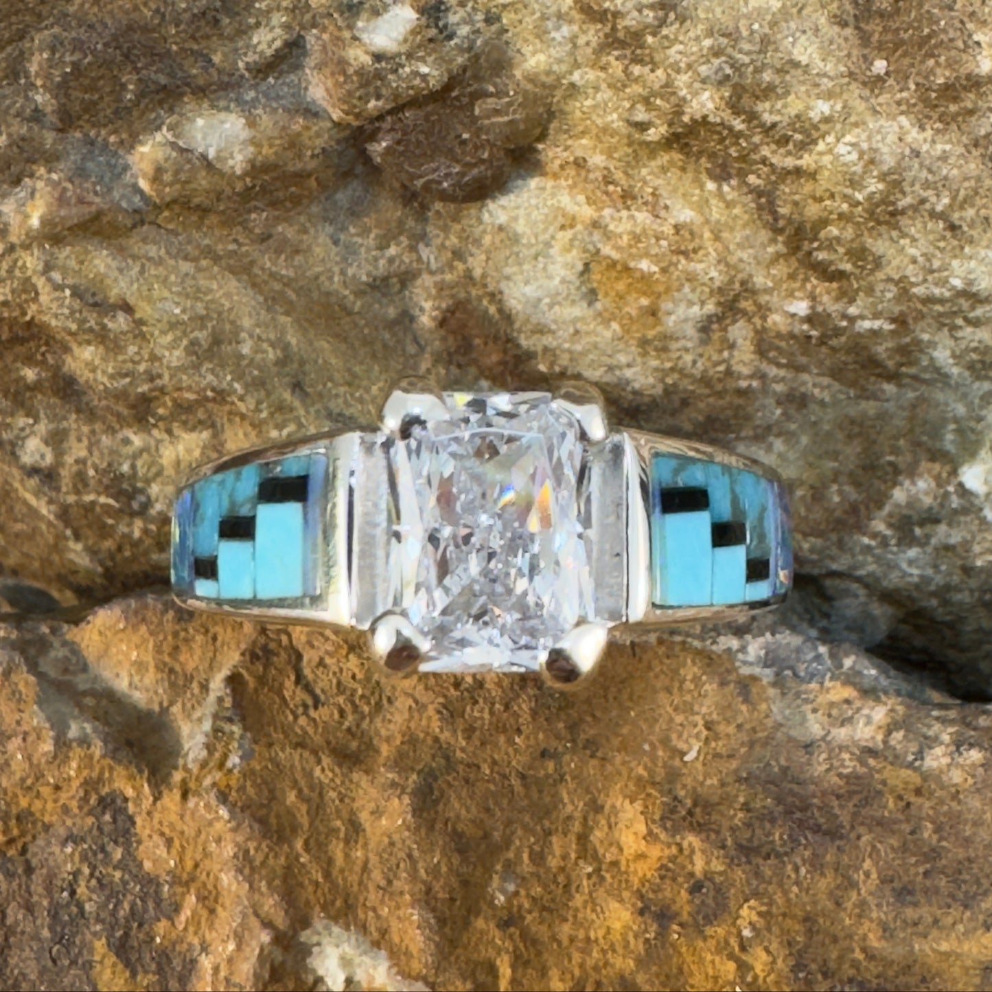 David Rosales Stardust Inlaid Sterling Silver Ring w/ Cubic Zirconia