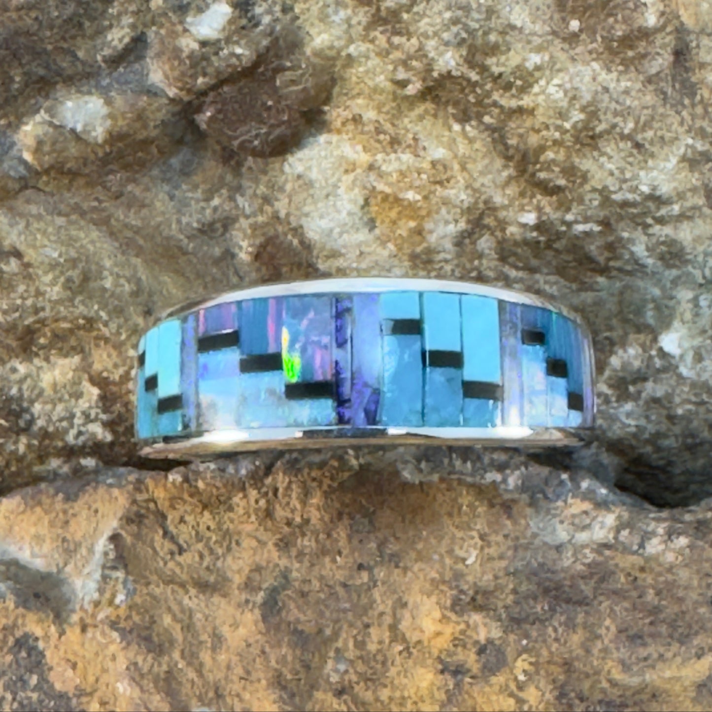 David Rosales Stardust Inlaid Sterling Silver Ring