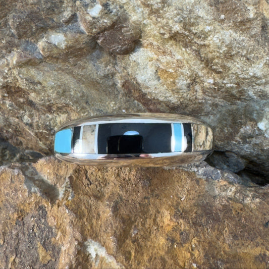 David Rosales Turquoise Creek Inlaid Sterling Silver Ring