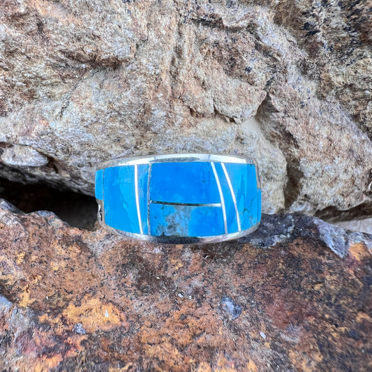 David Rosales Arizona Blue Inlaid Sterling Silver Ring