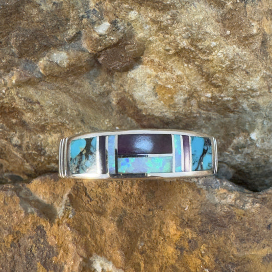 David Rosales Shalako Inlaid Sterling Silver Ring